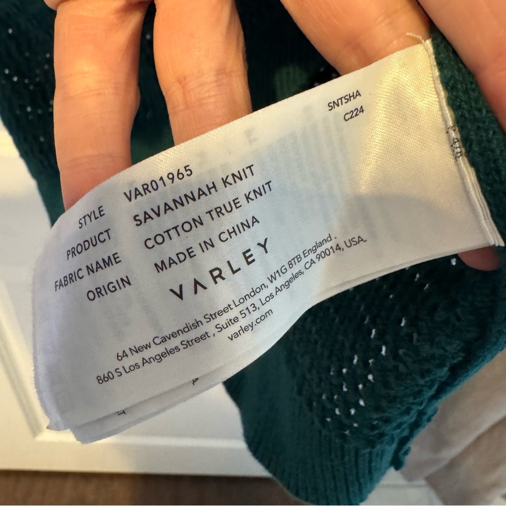 Varley Savannah Forest Green & White Knit Pullover | S - Picture 6 of 8